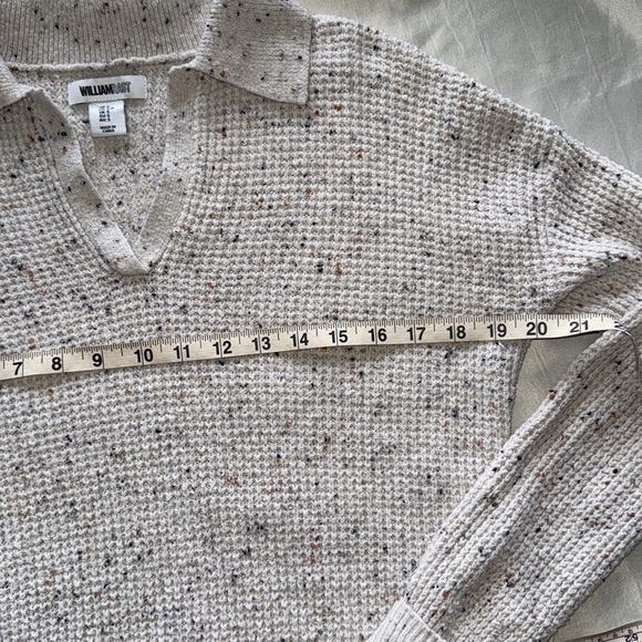 William Rast Cream Speckled Texture Sweater Split Collar Boxy Cotton Knit Sz S - Picture 10 of 12